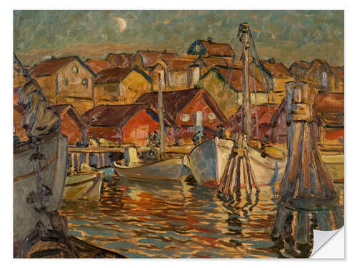 Selvklæbende plakat A Fishing Harbour - Study from North Norway