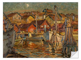 Selvklæbende plakat A Fishing Harbour - Study from North Norway