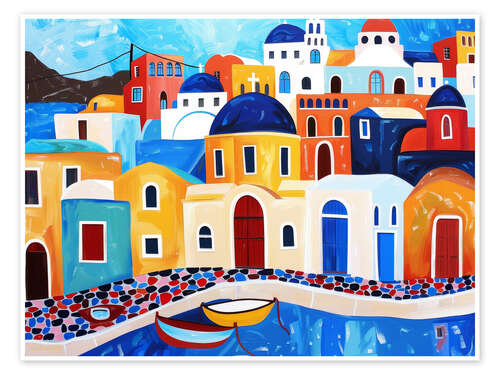 Póster Santorini Harbour