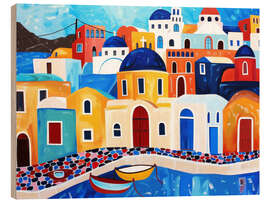 Quadro de madeira Santorini Harbour - DejaReve