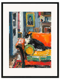 Innrammet kunsttrykk Cat in a cozy room