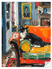 Selvklæbende plakat Cat in a cozy room