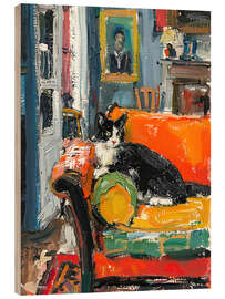 Cuadro de madera Cat in a cozy room