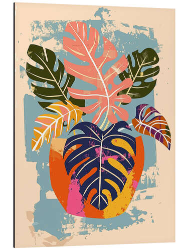 Quadro em alumínio Abstract Boho Monstera