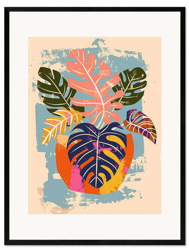 Gerahmter Kunstdruck Abstrakte Boho Monstera