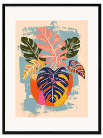 Gerahmter Kunstdruck Abstrakte Boho Monstera