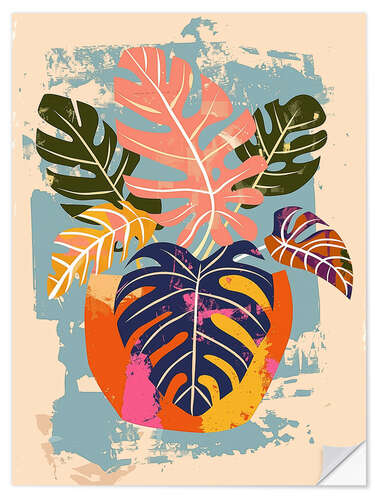 Wandsticker Abstrakte Boho Monstera