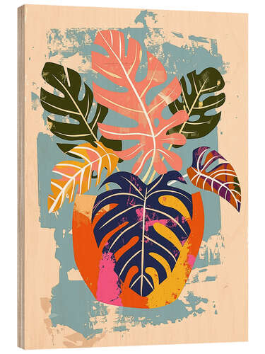 Trätavla Abstract Boho Monstera