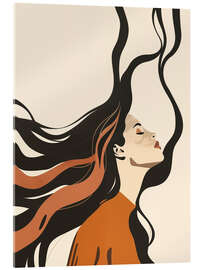 Acrylglasbild Boho Frau mit langen Haaren