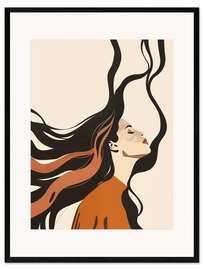 Gerahmter Kunstdruck Boho Frau mit langen Haaren