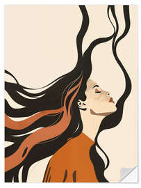 Wandsticker Boho Frau mit langen Haaren