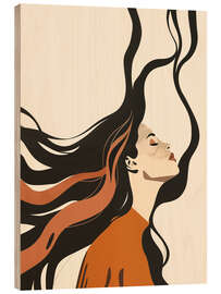 Holzbild Boho Frau mit langen Haaren - Frank Daske