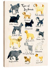 Holzbild Arten von Hunderassen (englisch)