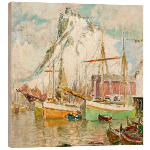 Holzbild Im Hafen, Svolvaer - Studie von den Lofoten, 1905