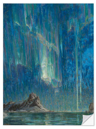 Selvklæbende plakat Northern Lights II - Study from North Norway