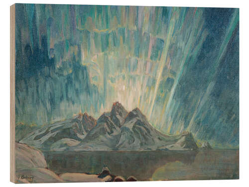 Wood print Northern Lights I - Study from North Norway