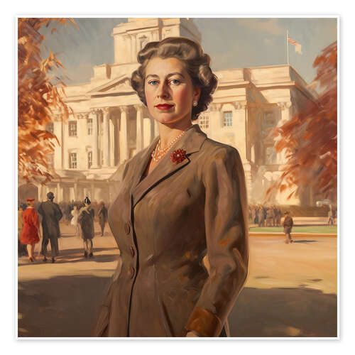 Poster Portrait of Queen Elizabeth II, 1950s