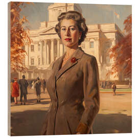 Quadro de madeira Portrait of Queen Elizabeth II, 1950s