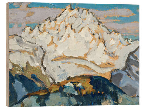 Hout print The White Mountain Top - Study from Switzerland