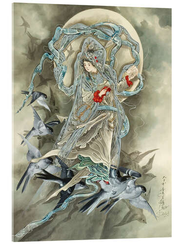 Obraz na szkle akrylowym Woman with Birds