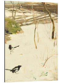 Aluminiumtavla Winter Landscape with Magpies, 1884 - Georg Arsenius