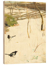 Obraz na drewnie Winter Landscape with Magpies, 1884 - Georg Arsenius