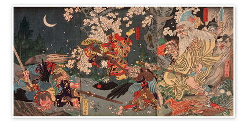 Poster Yoshitsune Training with the Tengu Sojobo, 1863