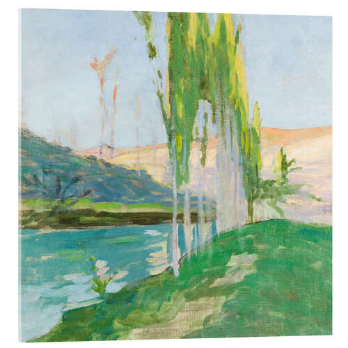 Acrylglasbild Pappeln an einem Wasserlauf - Sven Bergh