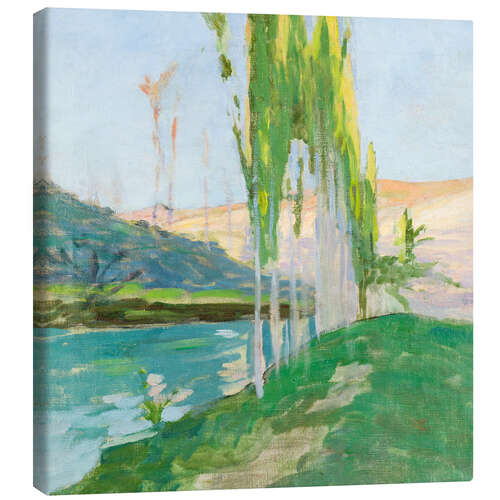 Leinwandbild Pappeln an einem Wasserlauf - Sven Bergh