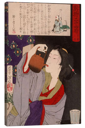 Canvas print Geisha Drinking from Sake Kettle, 1880