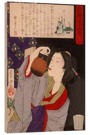 Stampa su legno Geisha Drinking from Sake Kettle, 1880