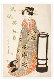 Tableau Woman by a Lantern - Kikugawa Eizan