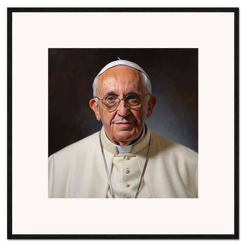 Gerahmter Kunstdruck Porträt von Papst Franziskus
