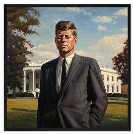 Gerahmter Kunstdruck Porträt von John F. Kennedy