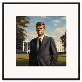 Gerahmter Kunstdruck Porträt von John F. Kennedy