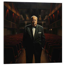 Acrylic print Portrait of Alfred Hitchcock in the cinema