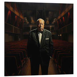 Aluminium print Portrait of Alfred Hitchcock in the cinema