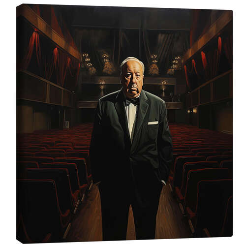 Canvas print Portrait of Alfred Hitchcock in the cinema