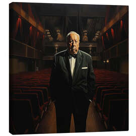 Canvas print Portrait of Alfred Hitchcock in the cinema