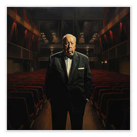 Tableau Portrait of Alfred Hitchcock in the cinema