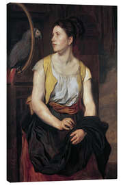 Leinwandbild Mädchen mit Papagei - Hans Canon, 1876
