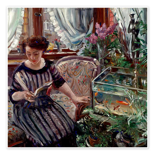 Poster Lady at the goldfish tank, 1911