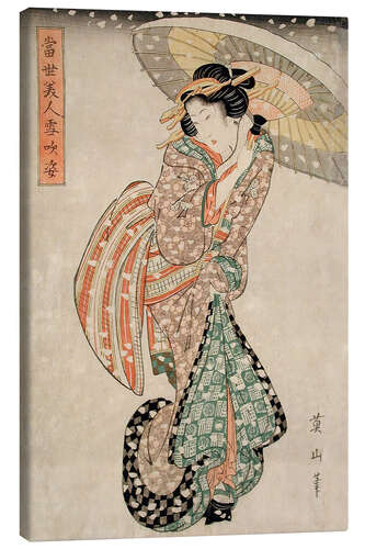 Canvas print Modern Beauty in a Snowstorm - Kikugawa Eizan
