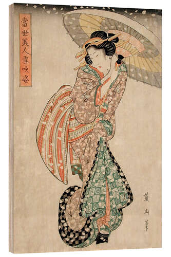 Wood print Modern Beauty in a Snowstorm - Kikugawa Eizan