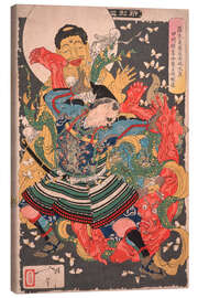 Leinwandbild Toki Motosada schleudert einen Dämonenkönig zu Boden, 1890 - Tsukioka Yoshitoshi