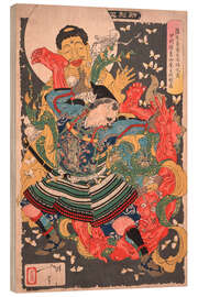 Tableau en bois Toki Motosada Hurling a Demon King to the Ground, 1890 - Tsukioka Yoshitoshi