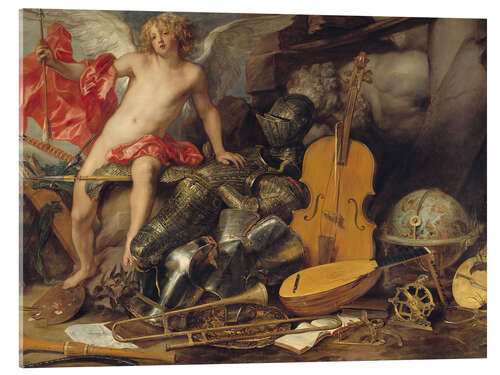 Stampa su vetro acrilico Triumphant Cupid among Emblems of Art and War