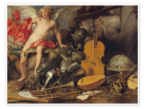 Poster Triumphant Cupid among Emblems of Art and War