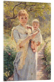 Stampa su vetro acrilico Young Mother with a Child in a Garden - Bertha Wegman