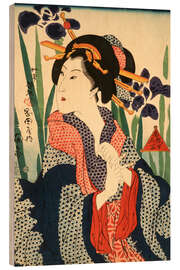 Tableau en bois Beauty with Irises - Tsukioka Yoshitoshi